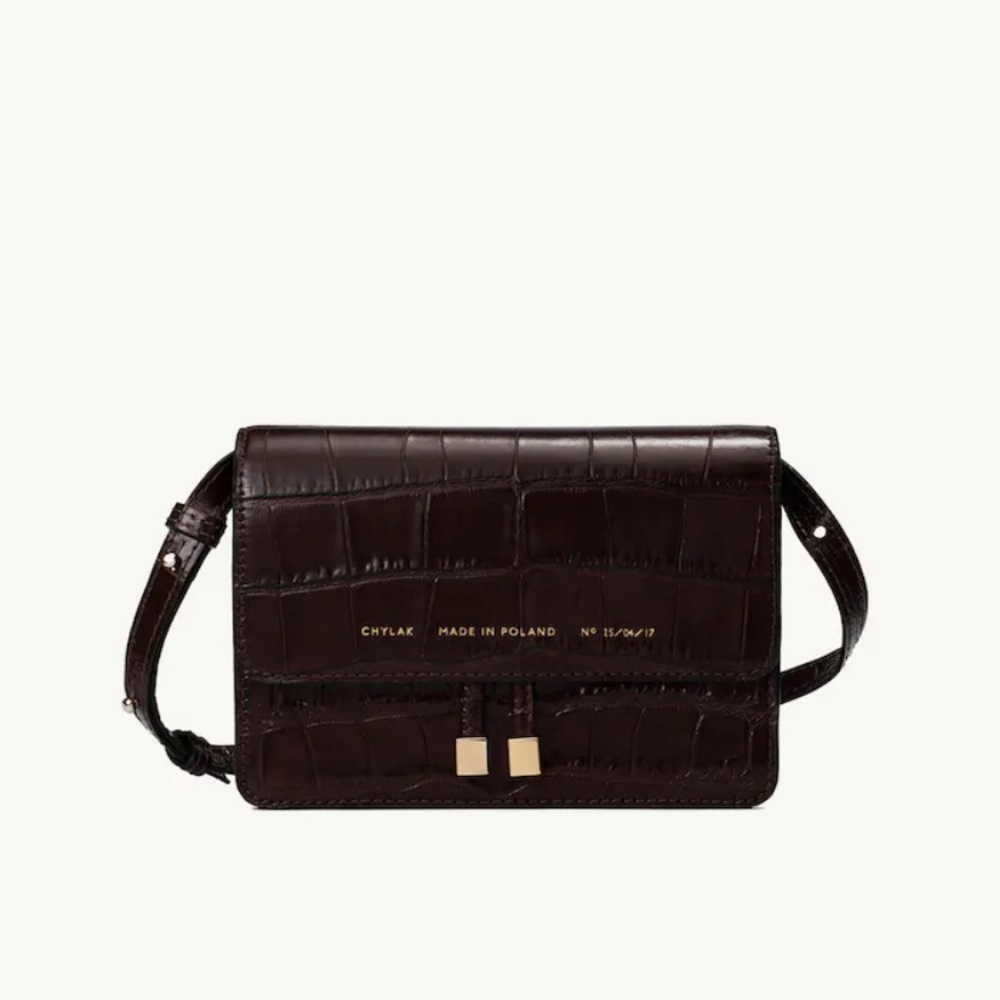 Chylak Mini Belt Bag “glossy brown crocodile”